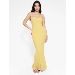 Popilush L Maxi Slip Dress Shapewear Modal Slimming Yellow Coastal Wedding Guest